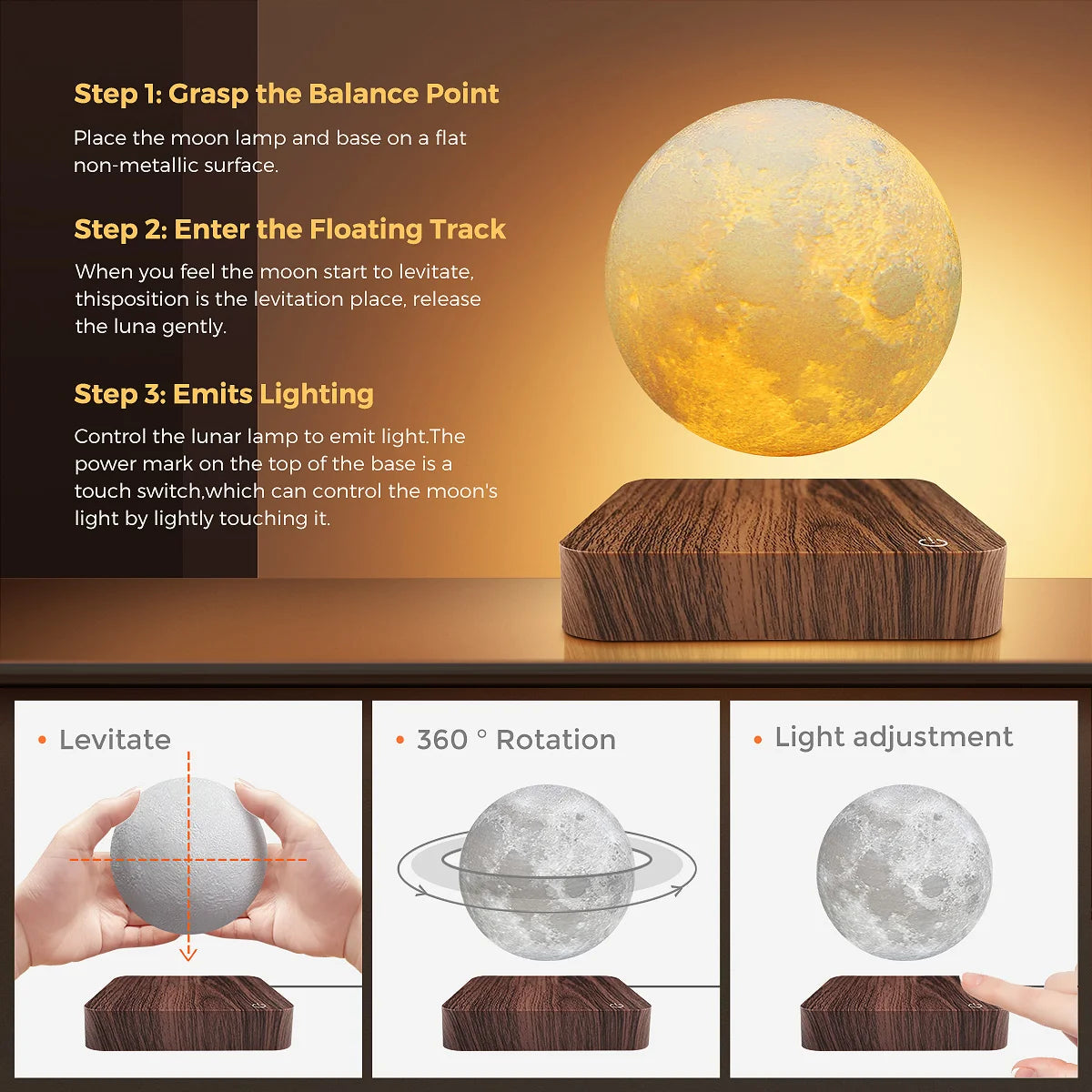 Floating Moon Lamp™: Enchanting 3D Night Light